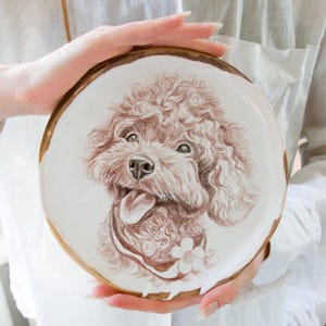 Dog ceramic plate, Pet portrait plate, Custom 8 in plate Pet lover gift Animal pet dish, Decorative Plate Dog Memory Gift Christmas gift