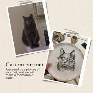 Cat ceramic plate, Cat portrait plate, Custom 8 in plate, Pet lover gift, Animal pet dish, Decorative Plate, mothers day image 7