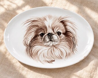 Custom Dog Portrait Plate, Hand Painted Oval Ceramic Dish from Photo, Personalized Christmas Gift for Dog Lovers