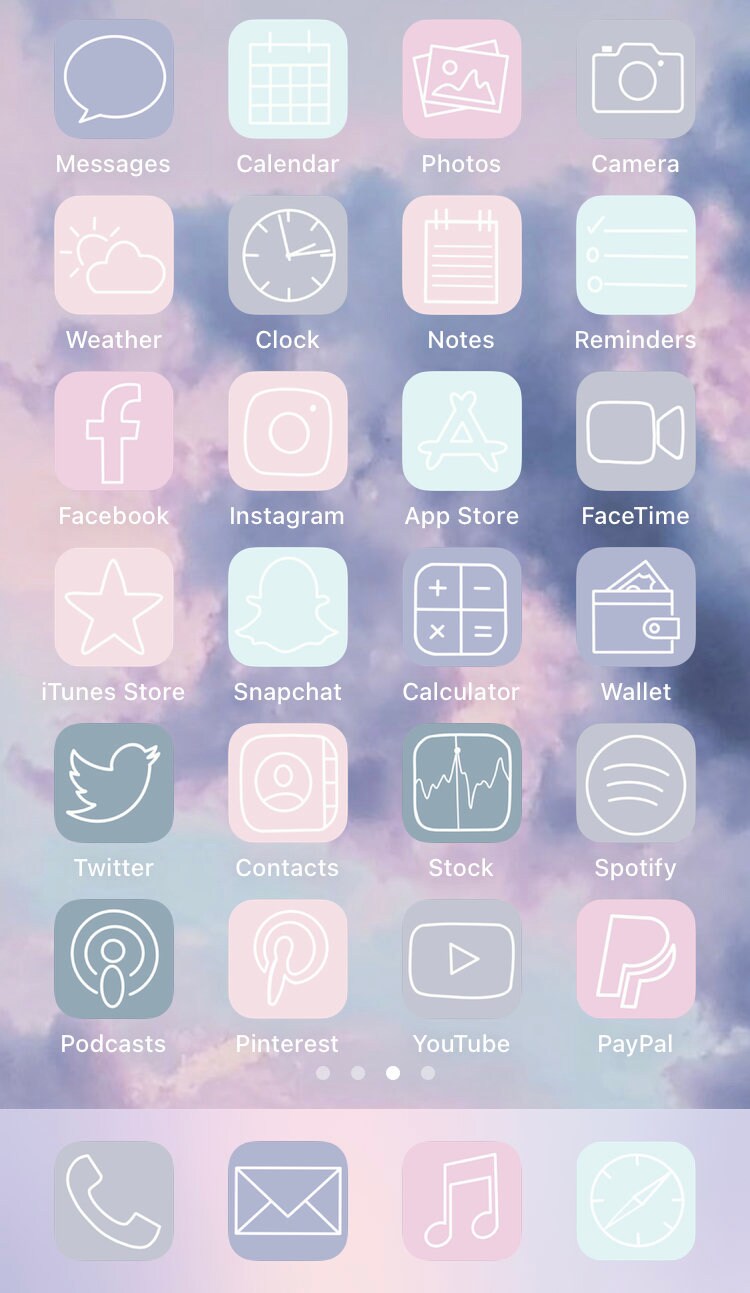 Aesthetic Ios14 App Icons Pastel Iphone App Icons 40 Ios14 Etsy Israel