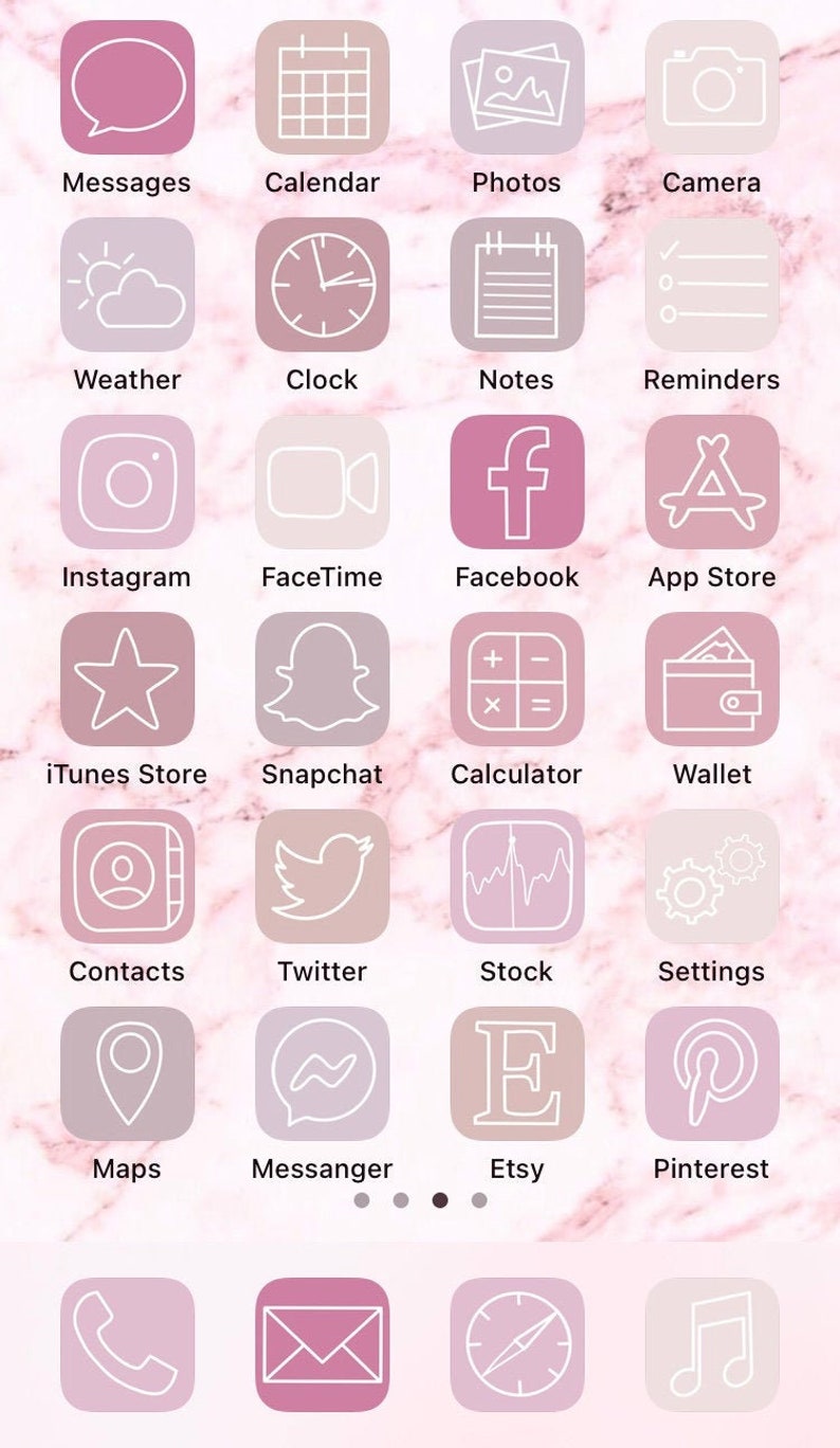Aesthetic ios14 App Icons Pink iPhone App Icons 40 ios14 ...