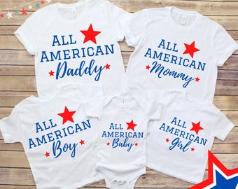 All American Family Matching Shirts - Matching Patriotic Shirts - Fourth of July Matching Shirts - Red White and Blue Shirts