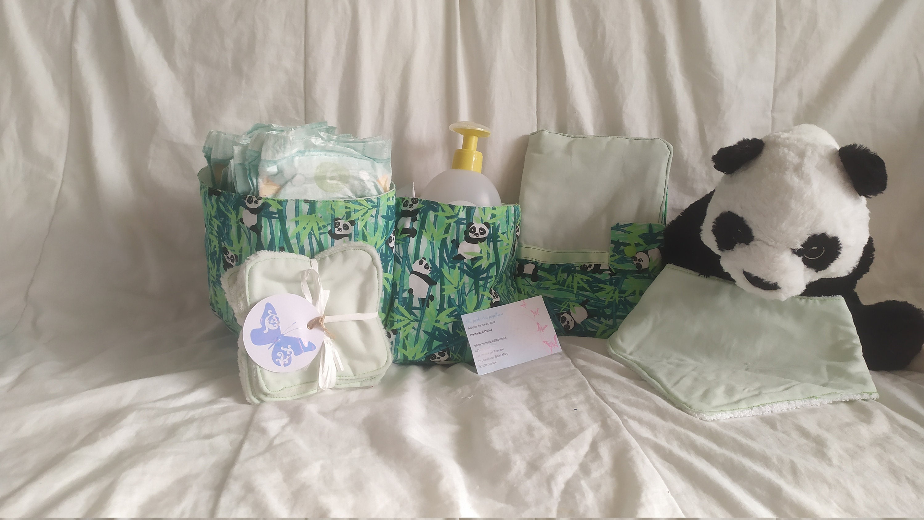 Collection Pour Bébé Thème Panda Vert et Uni Vert