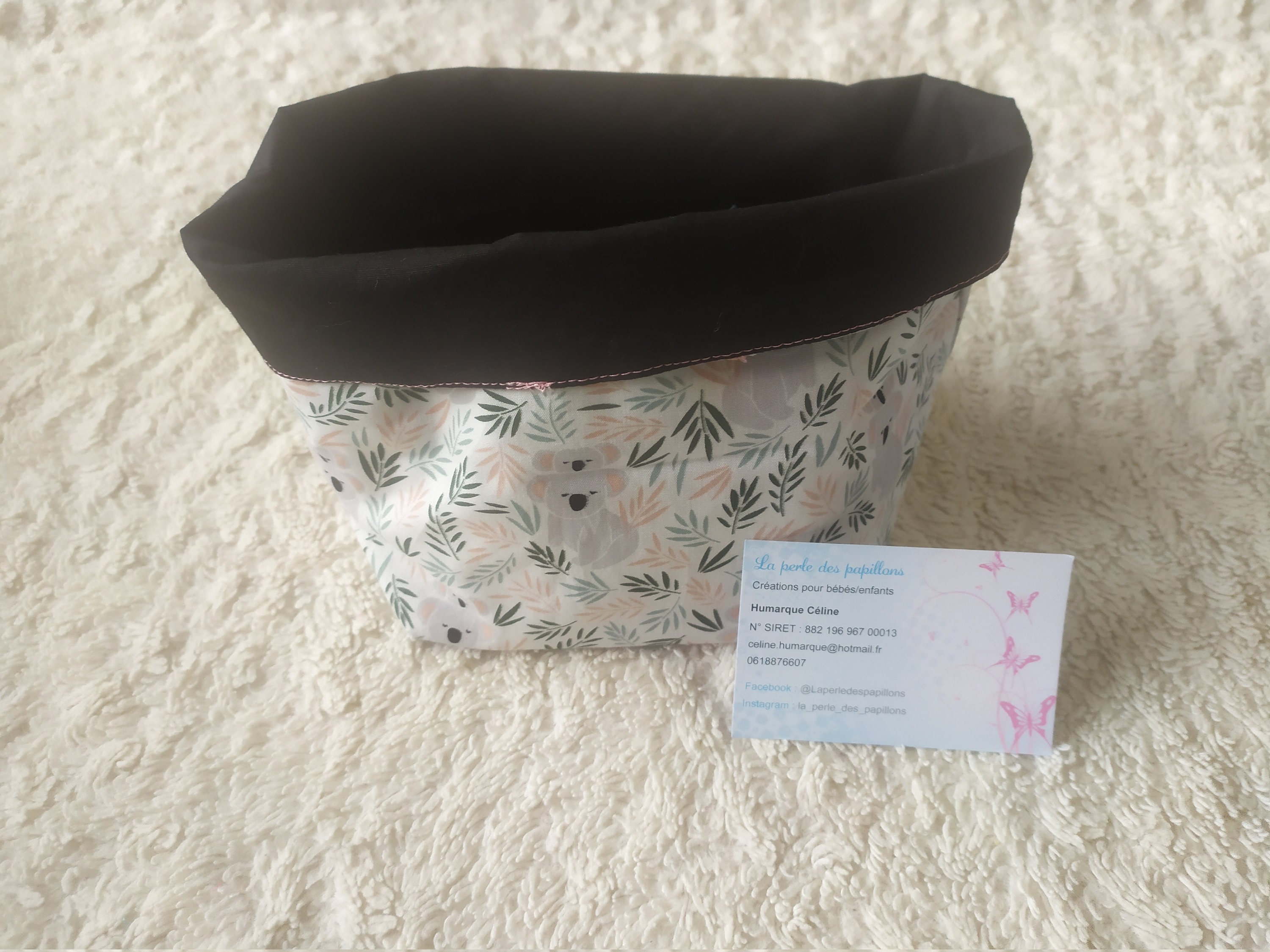 Paniers en Tissus Koala Feuille et Uni