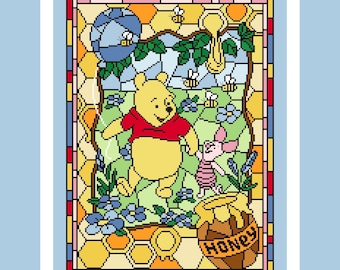 Pooh And Piglet Full Coverage Cross Stitch Pattern - Instant PDF Download - Winnie the Pooh Cross Stitch