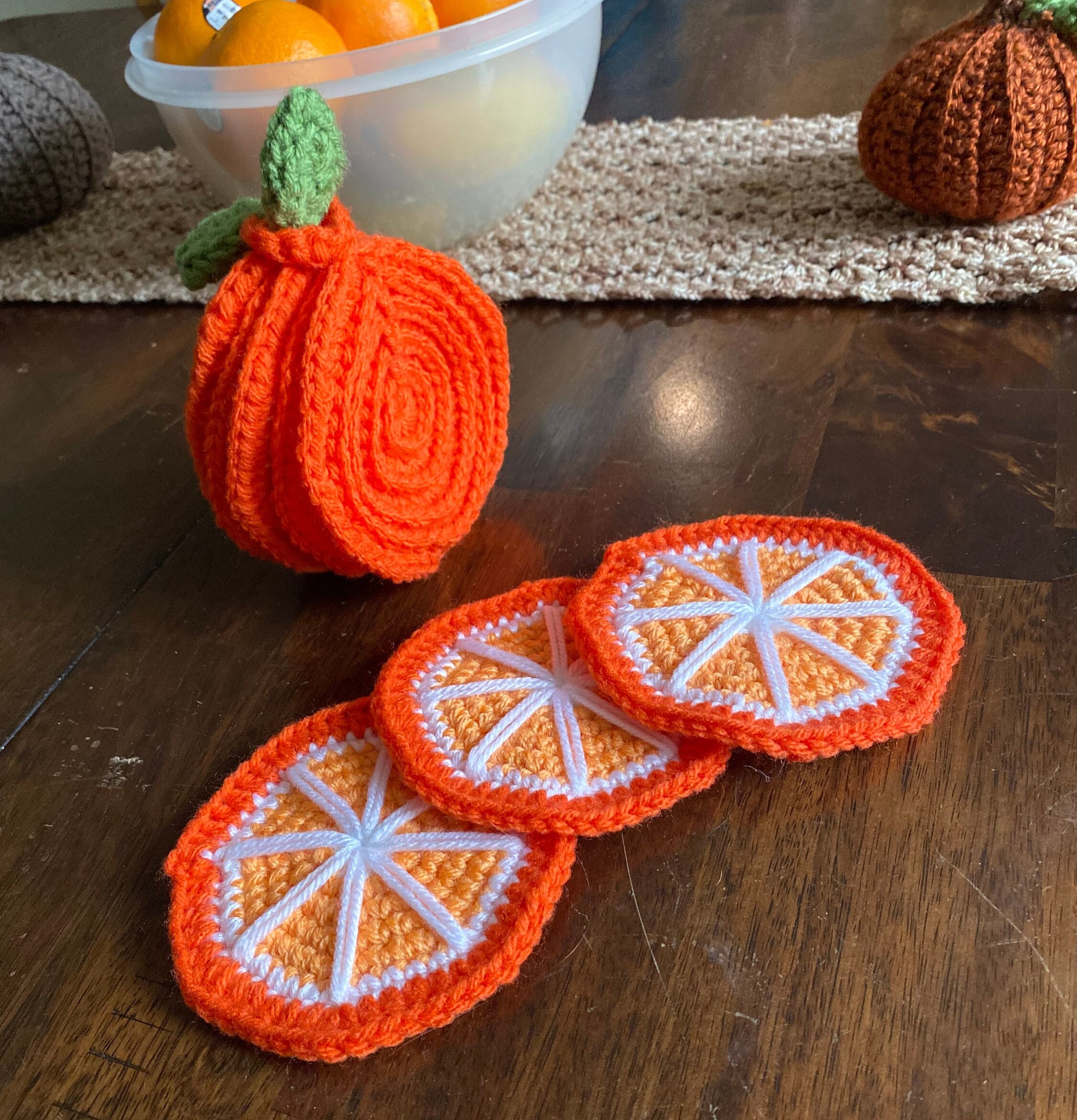 セドリックフードオーナメント Crochet Orange Coaster Pattern - 6 Coaster Fruit Set - PDF