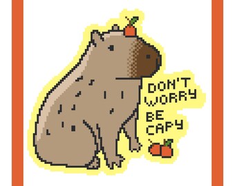 Don&#39;t Worry Be Capy Cross Stitch Pattern - Instant PDF Download - Animal Cross Stitch