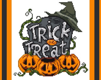 Trick or Treat Halloween Cross Stitch Pattern (Instant PDF Download)