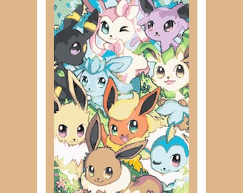 Modèle de point de croix Evoli Evolutions : couverture complète Jumbo (téléchargement PDF)