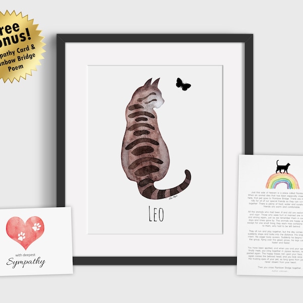 Cat Loss Print, Personalized, Cat Memorial Print, Cat Sympathy Gift, Loss of Cat Gift, Pet Loss Gift, Cat Condolence Gift, MAILED PRINT