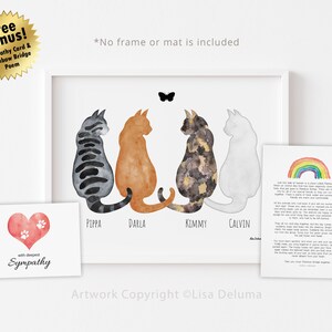 4 gatos, Impresión, Personalizada, Regalo por la pérdida de un gato, Regalo conmemorativo para gatos, Regalo de condolencias para gatos, Pérdida de un gato, Regalo por la pérdida de una mascota, 8x10, IMPRESIÓN ENVIADA POR CORREO imagen 7