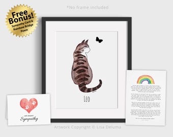 Cat Loss Print, Personalized, Cat Memorial Print, Cat Sympathy Gift, Loss of Cat Gift, Pet Loss Gift, Cat Condolence Gift, MAILED PRINT