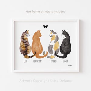 4 gatos, Impresión, Personalizada, Regalo por la pérdida de un gato, Regalo conmemorativo para gatos, Regalo de condolencias para gatos, Pérdida de un gato, Regalo por la pérdida de una mascota, 8x10, IMPRESIÓN ENVIADA POR CORREO imagen 1