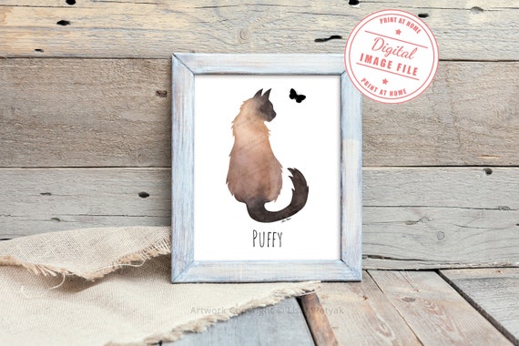 Personalized, Long Haired Cat, Maine Coon, Ragamuffin, Ragdoll, Siberian, Turkish, Angora, Sympathy, Cat Memorial Gift, DIGITAL FILE ONLY