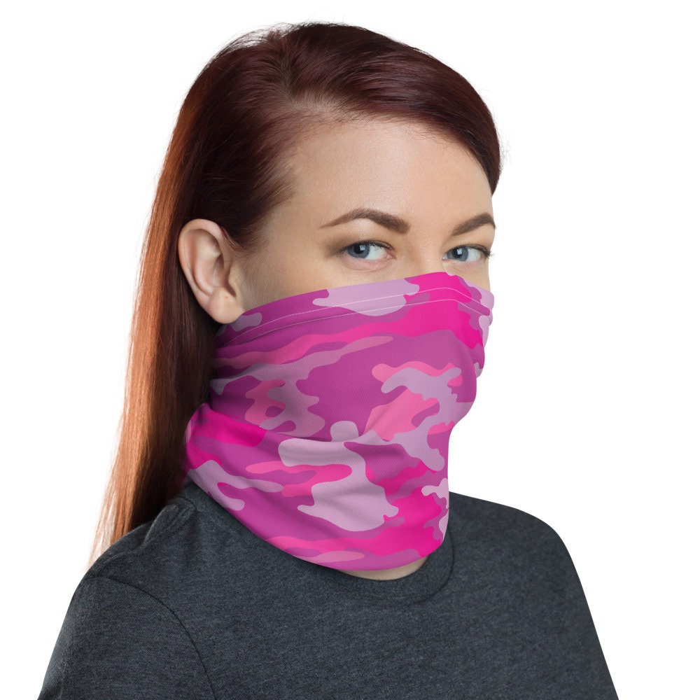 Pink Camo Neck Gaiter Womens Face Mask Cloth Face Covering Etsy