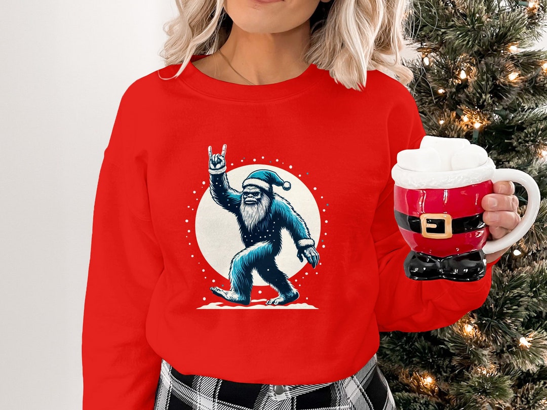 Bigfoot Santa ASL Love Rock on Hand Signsweatshirt Christmas - Etsy