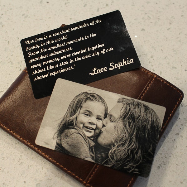 Engraved Photo Wallet Insert - Metal Wallet Memory Card - Gift For Him/Her - Laser Engraved Photo Memory Wallet Card