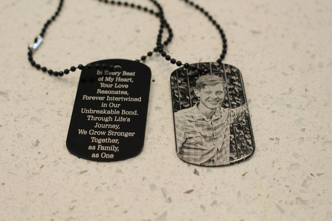 Picture Dog Tag Necklace Black Photo Dog Tag Military Etsy