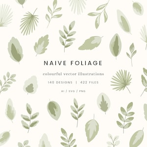 Naive Foliage Vector Illustrations | Clipart | SVG | PNG