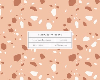 Terrazzo Repeat Patterns and Vectors | PNG | Digital Papers