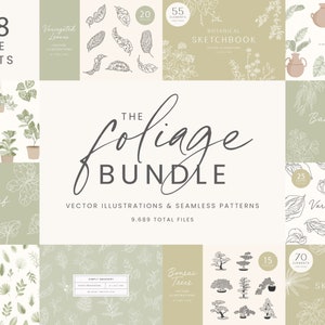 Foliage Bundle - 29 in 1 - Vector Illustrations & Patterns 85% Off | Clipart Bundle | SVG | PNG