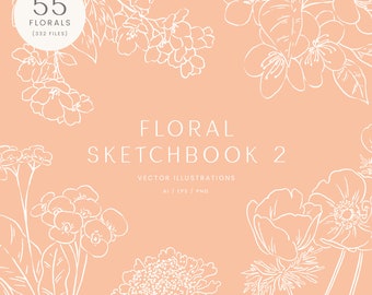 Floral Sketchbook Vector Illustrations | Clipart | SVG | PNG