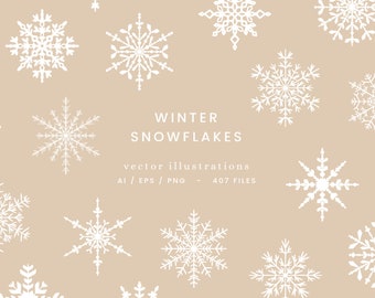 Snowflake Clipart | Snow Illustrations | Winter Clipart | Christmas Clipart | Festive Snowflakes