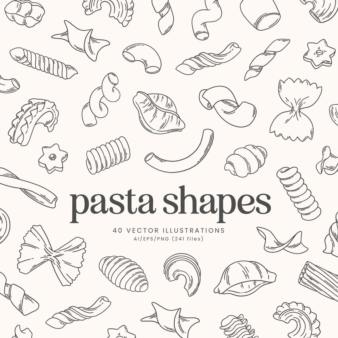 Pasta Svg File Pasta Shapes Clipart | Italian Food Vector Illustrations | Pasta SVG - Etsy