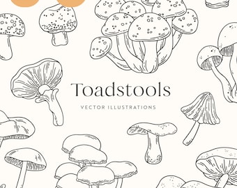 Toadstools Vector Illustrations | Clipart | SVG | PNG