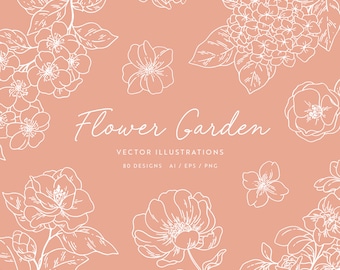 Floral Vector Illustrations | Flowers Clipart | SVG | PNG