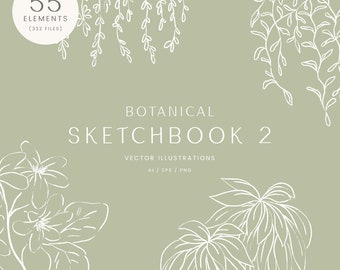 Botanical Sketchbook Vector Illustrations | Clipart | SVG | PNG