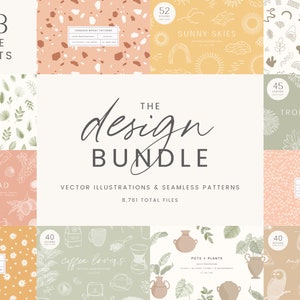 Design Bundle - 22 in 1 - Vector Illustrations & Patterns 85% Off | Clipart | SVG | PNG