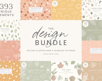 Design Bundle - 22 in 1 - Vector Illustrations & Patterns 85% Off | Clipart | SVG | PNG