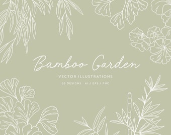 Bamboo Clipart | Genkgo Vector Illustrations | Bamboo Vectors | Genkgo Clipart | SVG | PNG