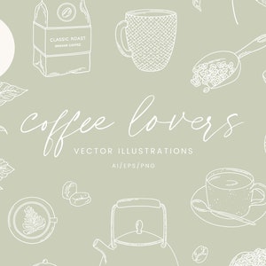 Coffee Lovers Vector Illustrations | Clipart | SVG | PNG