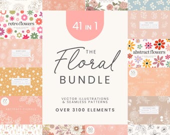 Floral Vector Illustration Bundle | Flowers Clipart SVG | PNG