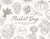 Farmer's Market Hand Drawn Vector Illustration Clipart SVG