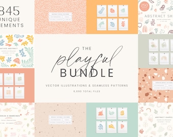 Playful Bundle - 7 in 1 - Vector Illustrations & Patterns 70% Off | Clipart | SVG | PNG