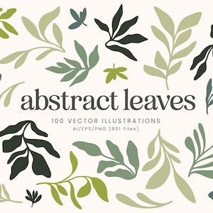 Gráficos vectoriales con forma de hoja abstracta / Imágenes prediseñadas de forma de hoja / Follaje SVG / Naturaleza PNG