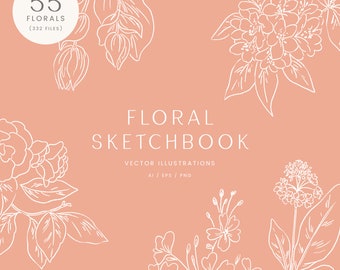 Floral Sketchbook Vector Illustrations | Clipart | SVG | PNG