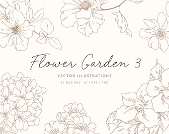 Floral Vector Illustrations | Flowers Clipart | SVG | PNG