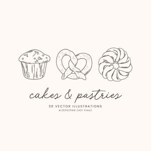 Clipart Taarten en gebak | Bakkerij vectorillustraties | Taart en gebak-SVG