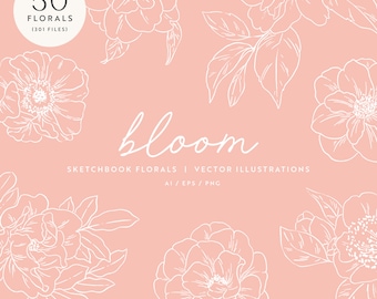 Bloom Floral Sketchbook Vector Illustrations | Clipart | SVG | PNG