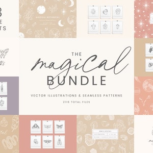 Magical Bundle - 7 in 1 - Vector Illustrations & Patterns 60% Off | Clipart | SVG | PNG