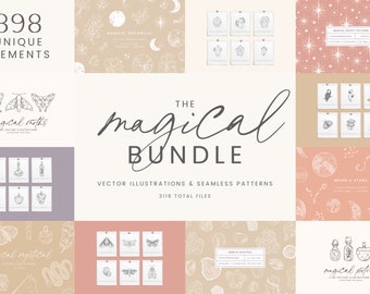 Magical Bundle - 7 in 1 - Vector Illustrations & Patterns 60% Off | Clipart | SVG | PNG