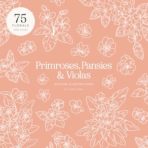 Primroses & Stiefmütterchen Vektor-Illustrationen | Clipart | SVG | PNG