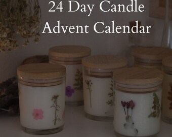 Candle Advent Calendar – 24 Days of Floral Scents & Dried Flower Decor | Jar Candle Advent Calendar | Advent Calendar | Advent | Cottagecore