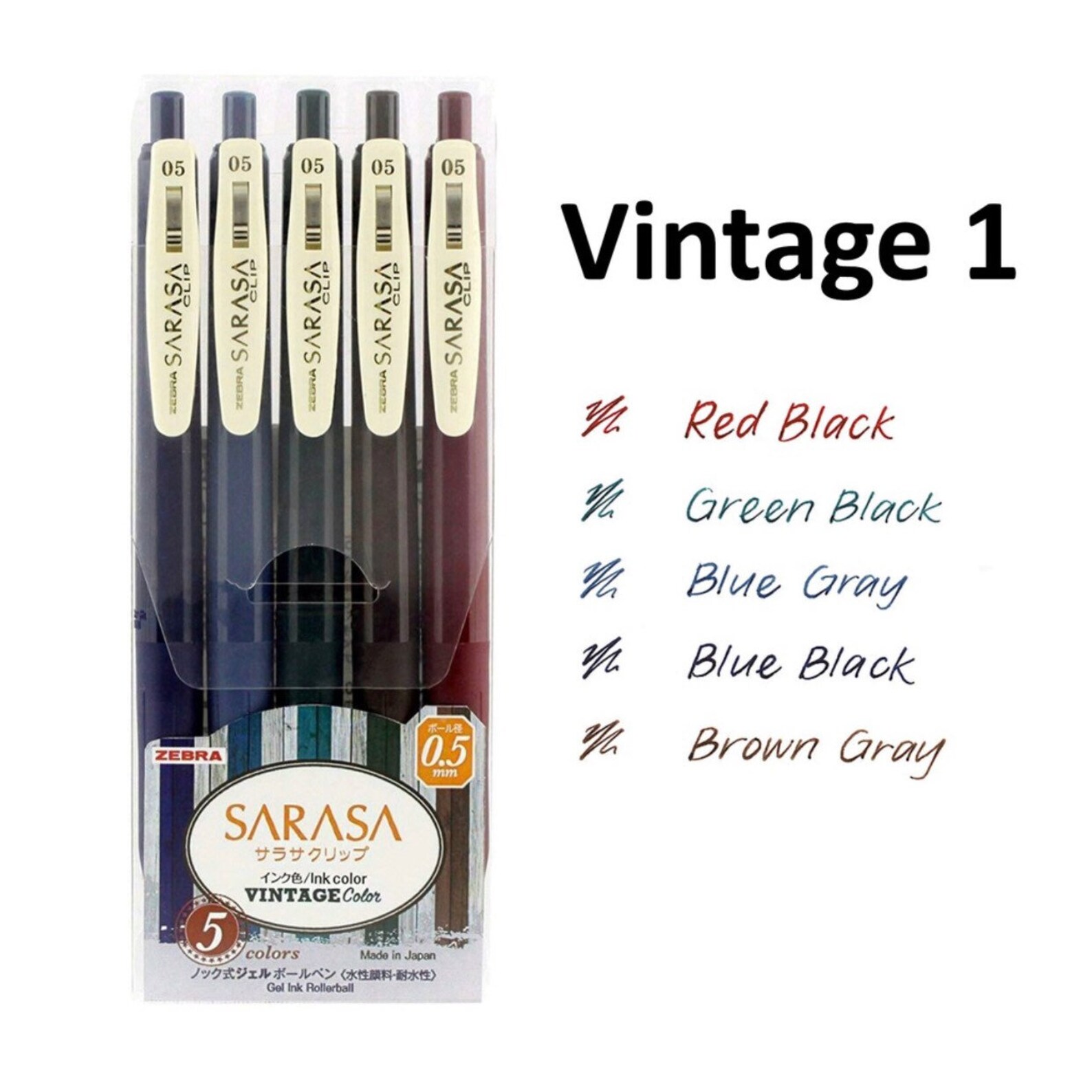 Pluma de gel Zebra SARASA Vintage Color Clip 0.5mm Etsy