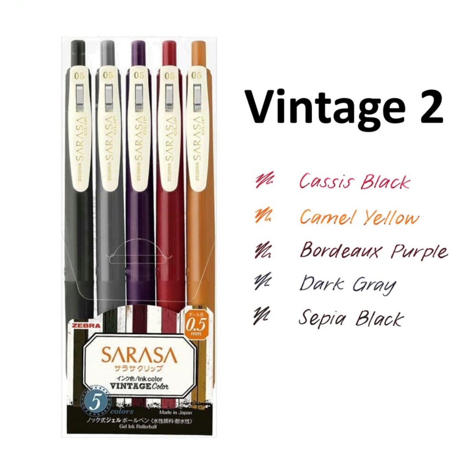Zebra SARASA Vintage Color Clip Gel Pen 0.5mm Etsy España