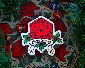 Merry Critmas, Holiday Sticker, Dungeons & Dragons, Holiday Sticker Pack